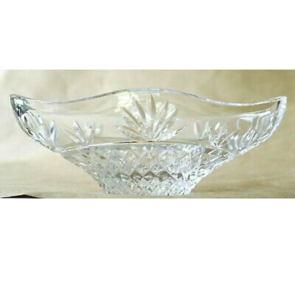 Galway Claddagh Blarney Pattern Oval Crystal Bowl - Picture 3 of 14